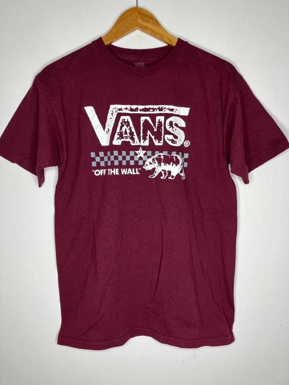 Vans Kid's Large Maroon Graphic Tee - White Logo